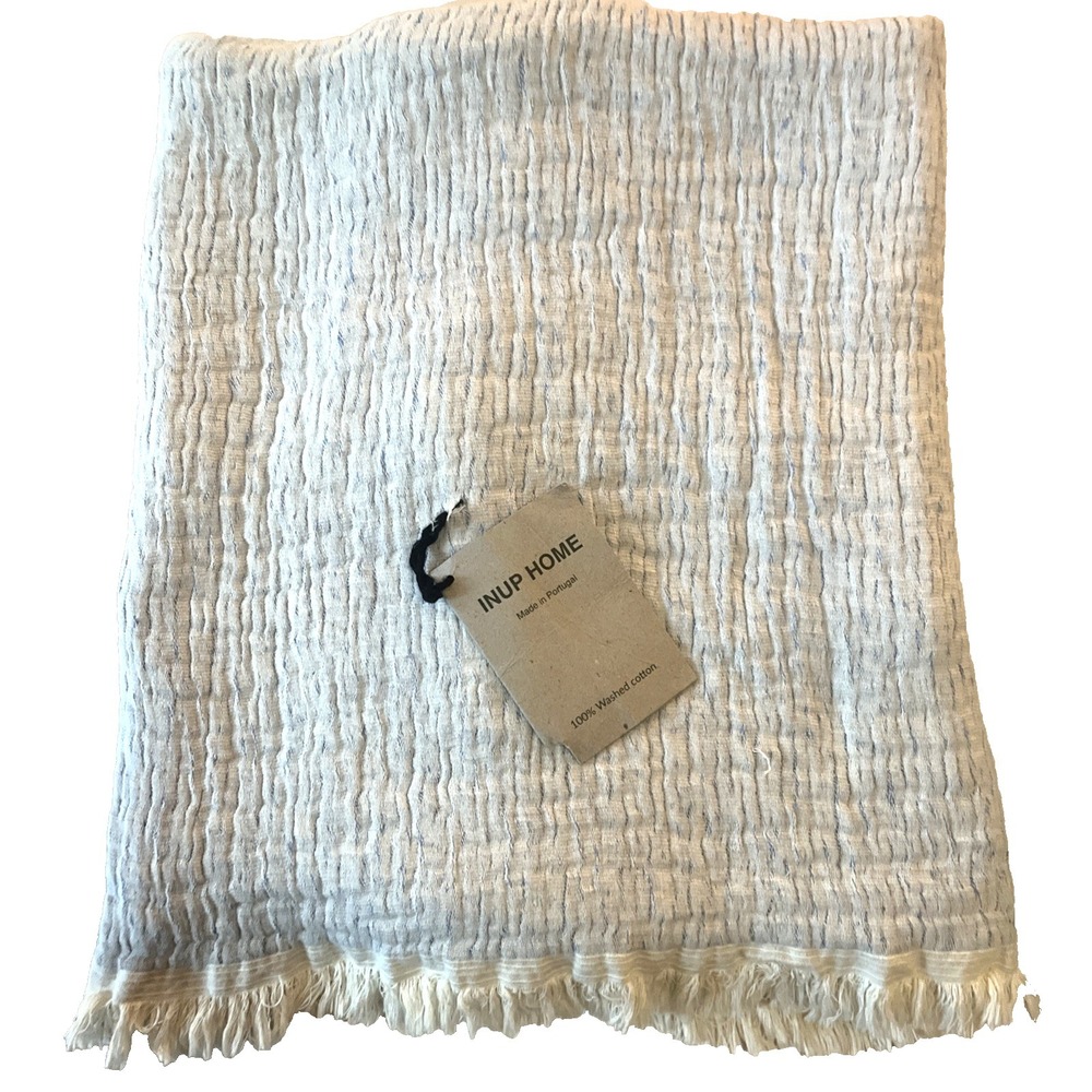 NWT INUP HOME Fine Linens Cotton Muslin Throw Blanket Bedspread Portugal 50x70